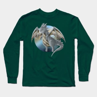 Kawaii Robotic Metal Dragon - With Background Long Sleeve T-Shirt